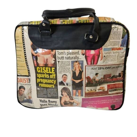Karma Living laminated newspapers medium sized  tote. - Picture 1 of 8